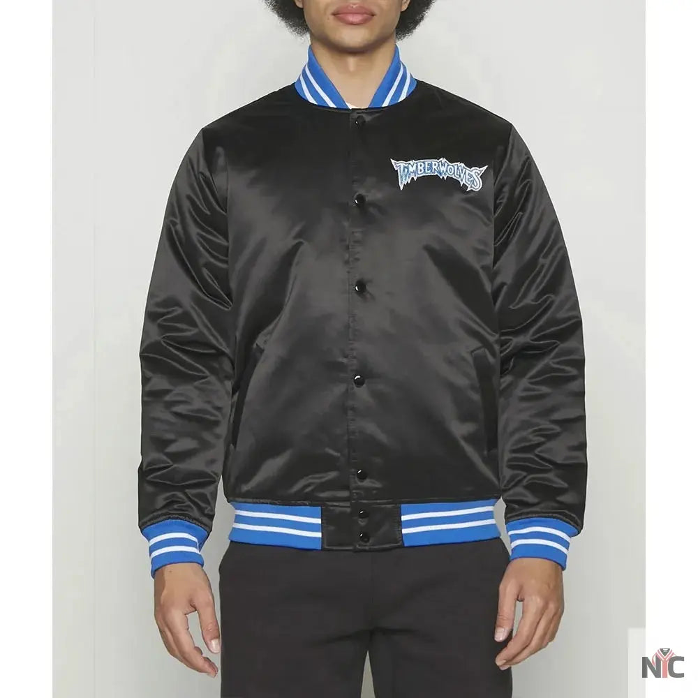 Minnesota Timberwolves Heavyweight Satin Jacket Clanton Jacket