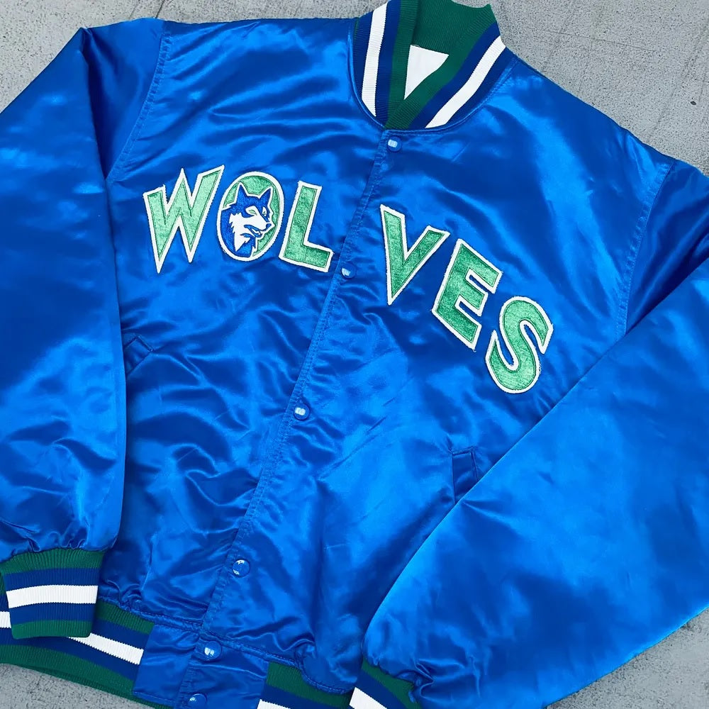 Minnesota Timberwolves 90’s Blue Satin Jacket