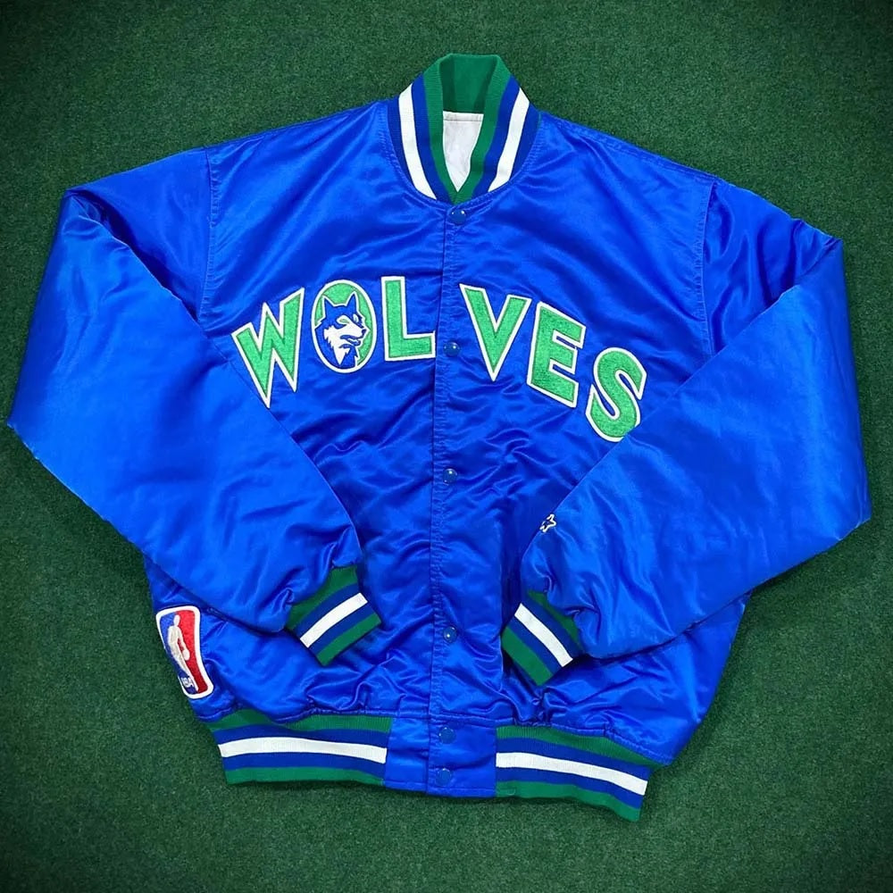 Minnesota Timberwolves 90’s Blue Satin Jacket