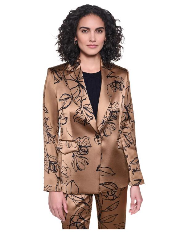 Blythe Howard General Hospital 2026 Floral Print Satin Blazer - front view