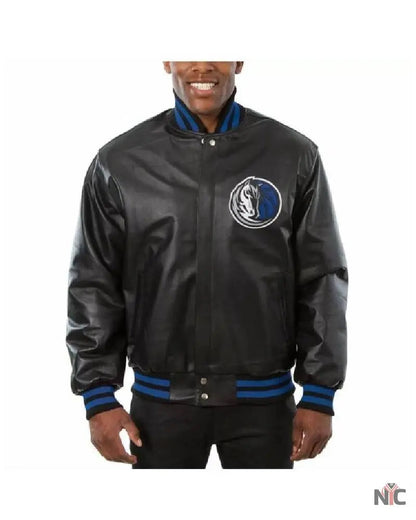 NBA Dallas Mavericks Jeff Hamilton Black Leather Jacket Clanton Jacket