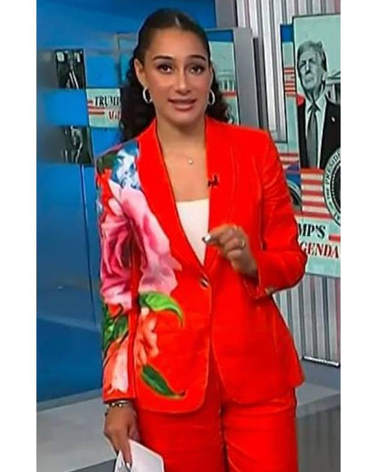 NBC News Daily Morgan Radford Red Floral Blazer USA Jackets