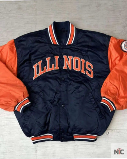 NCAA University Of Illinois Satin Jacket Clanton Jacket