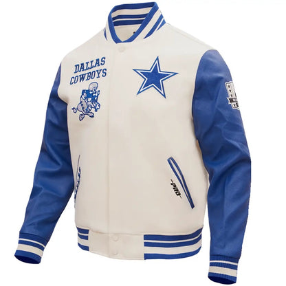 NFL Dallas Cowboys White And Blue Varsity Jacket - back view