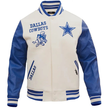 NFL Dallas Cowboys White And Blue Varsity Jacket - side view