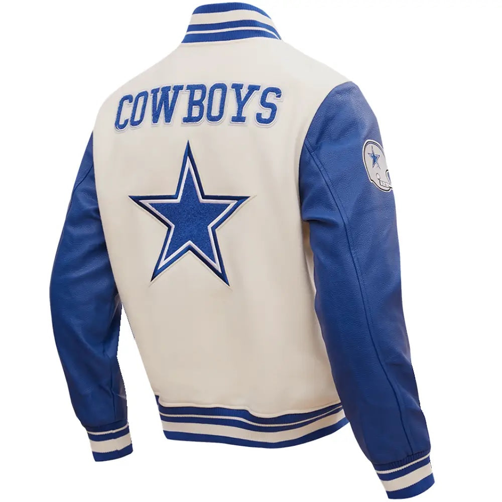 NFL Dallas Cowboys White And Blue Varsity Jacket