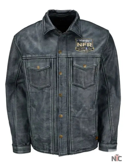 NFR 2024 Las Vegas Grey Leather Jacket Clanton Jacket
