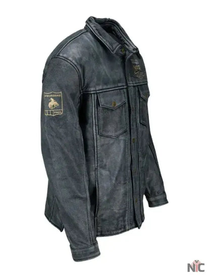 NFR 2024 Las Vegas Grey Leather Jacket Clanton Jacket