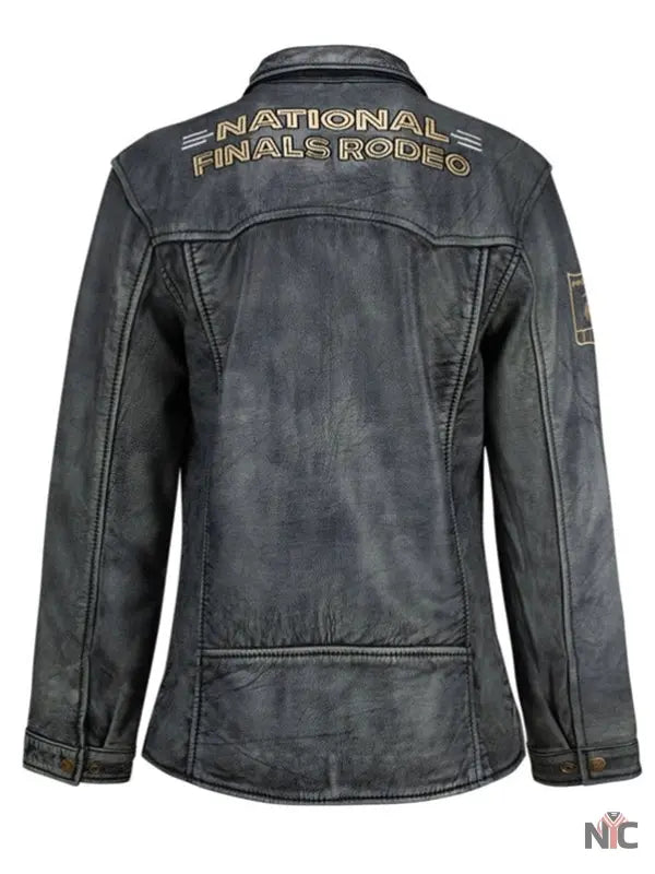 NFR Las Vegas 2024 Ladies Grey Leather Jacket Clanton Jacket