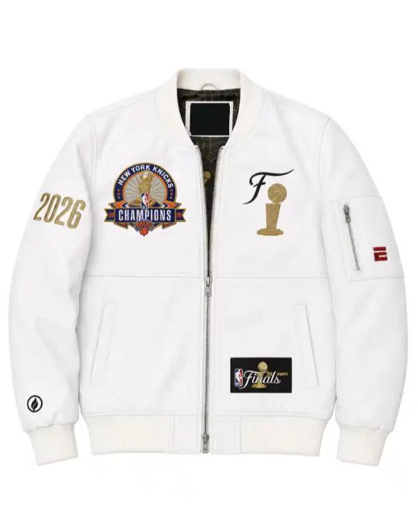 NY Knicks FISLL 2026 NBA Finals Team Leather Jacket - view 3