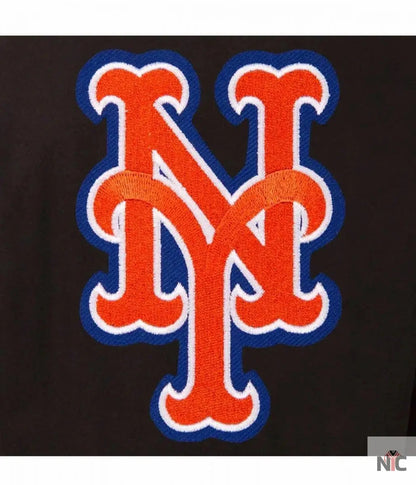 NY Mets Black Wool & Leather Jacket Clanton Jacket