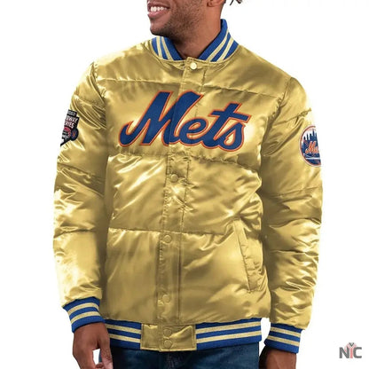 NY Mets Cooperstown Collection Bronx Puffer Satin Jacket Clanton Jacket