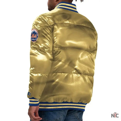 NY Mets Cooperstown Collection Bronx Puffer Satin Jacket Clanton Jacket