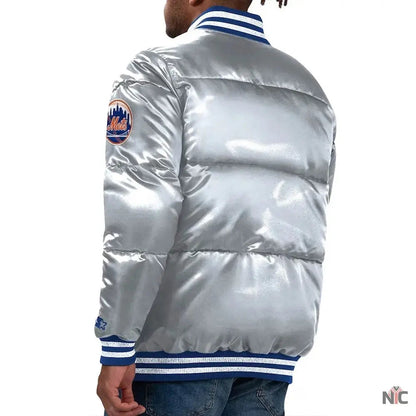 NY Mets Cooperstown Collection Bronx Puffer Satin Jacket Clanton Jacket