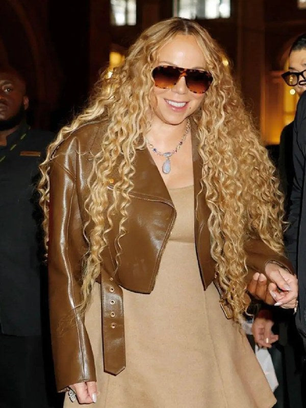 NYC 2026 Mariah Carey Cropped Leather Jacket