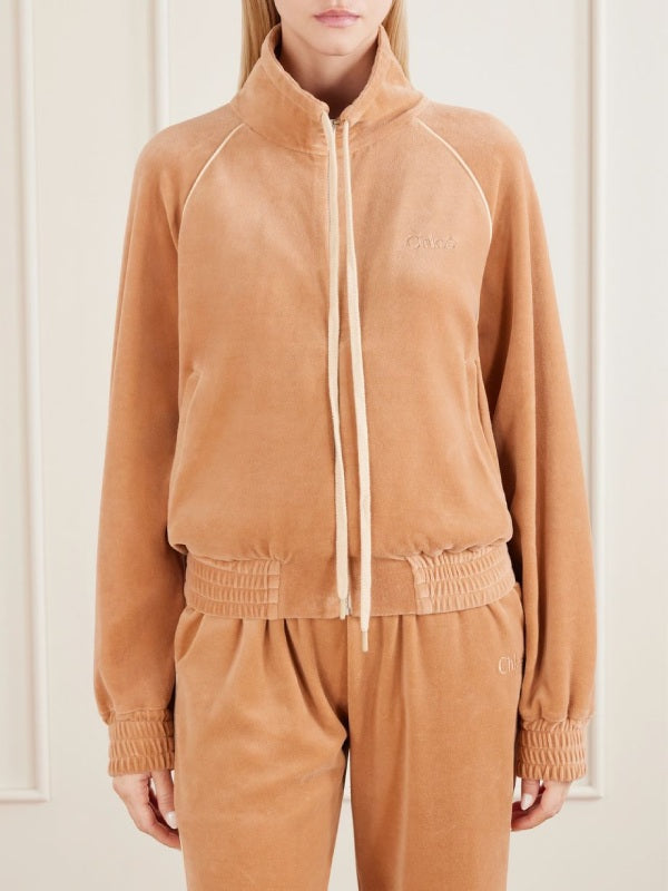 NYC Rihanna Peach Velour Tracksuit