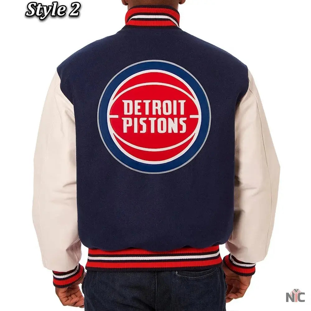 Navy White Detroit Pistons Varsity Jacket Clanton Jacket