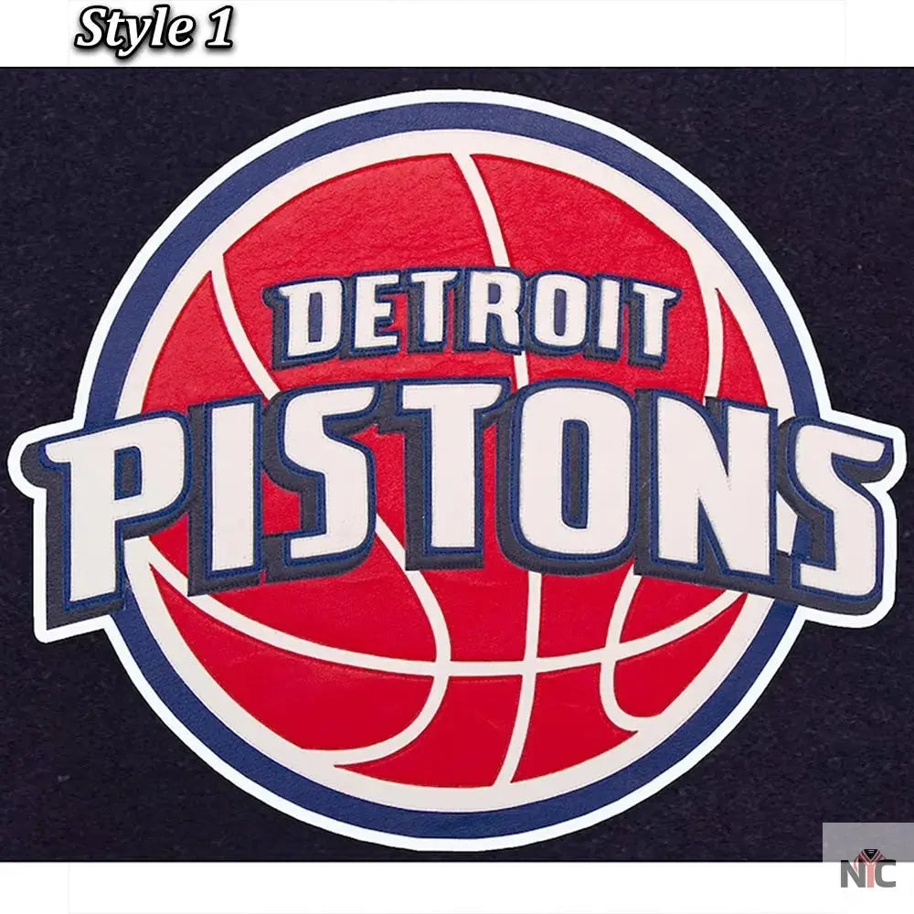 Navy White Detroit Pistons Varsity Jacket Clanton Jacket