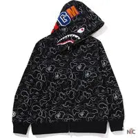 Neon Camo Shark Full Zip Hoodie Mens Clanton Jacket