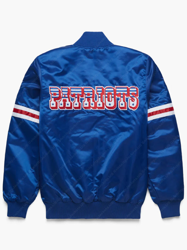 New England Patriots Satin Varsity Jacket - back view
