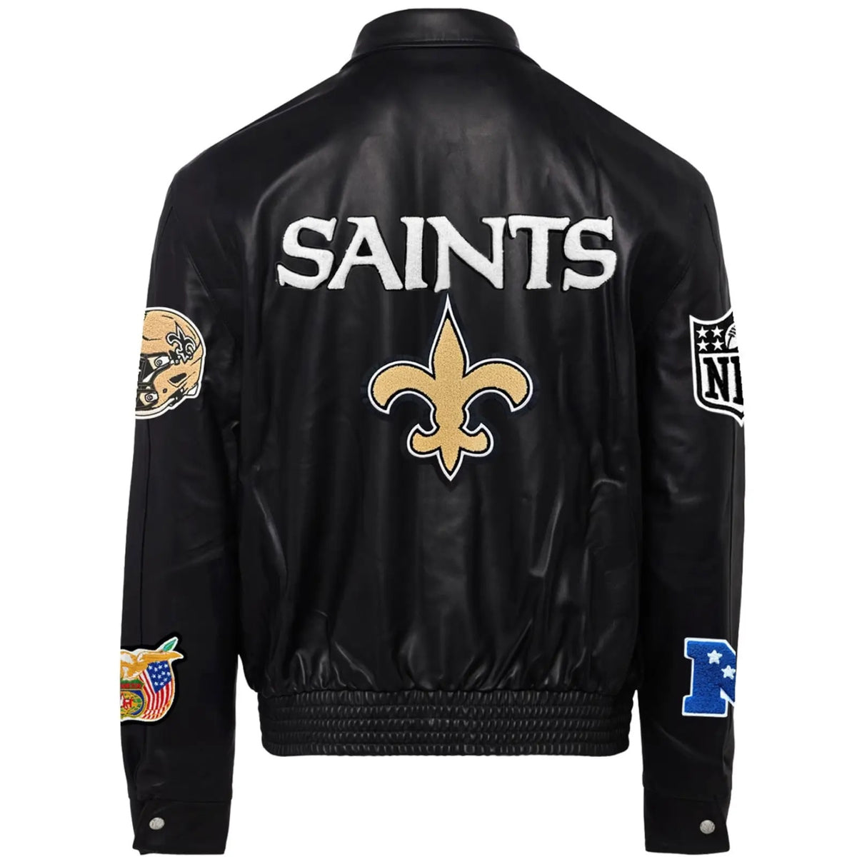 New Orleans Saints Jeff Hamilton Leather Varsity Jacket - side view