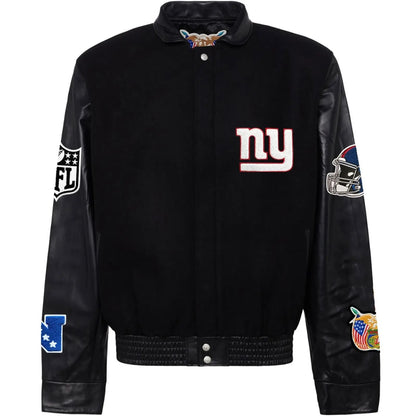 New York Giants Jeff Hamilton Wool and Leather Jacket