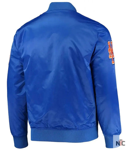 New York Mets Full-Snap Royal Blue Satin Jacket Clanton Jacket