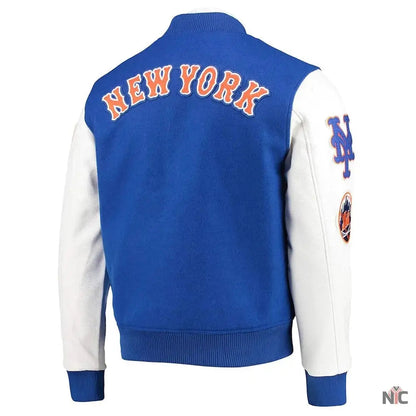 New York Mets Letterman Blue and White Jacket Clanton Jacket