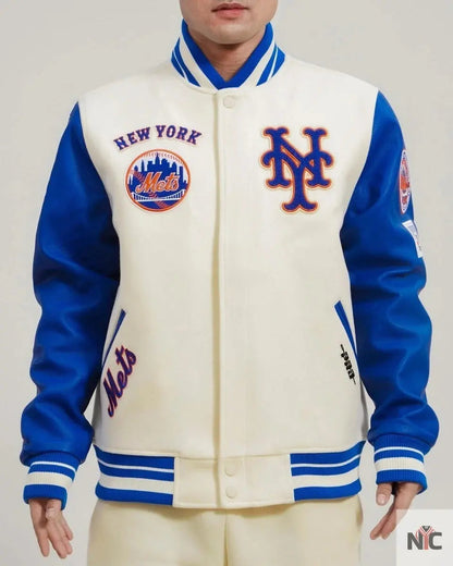 New York Mets Retro Classic Rib Wool Varsity Jacket Clanton Jacket