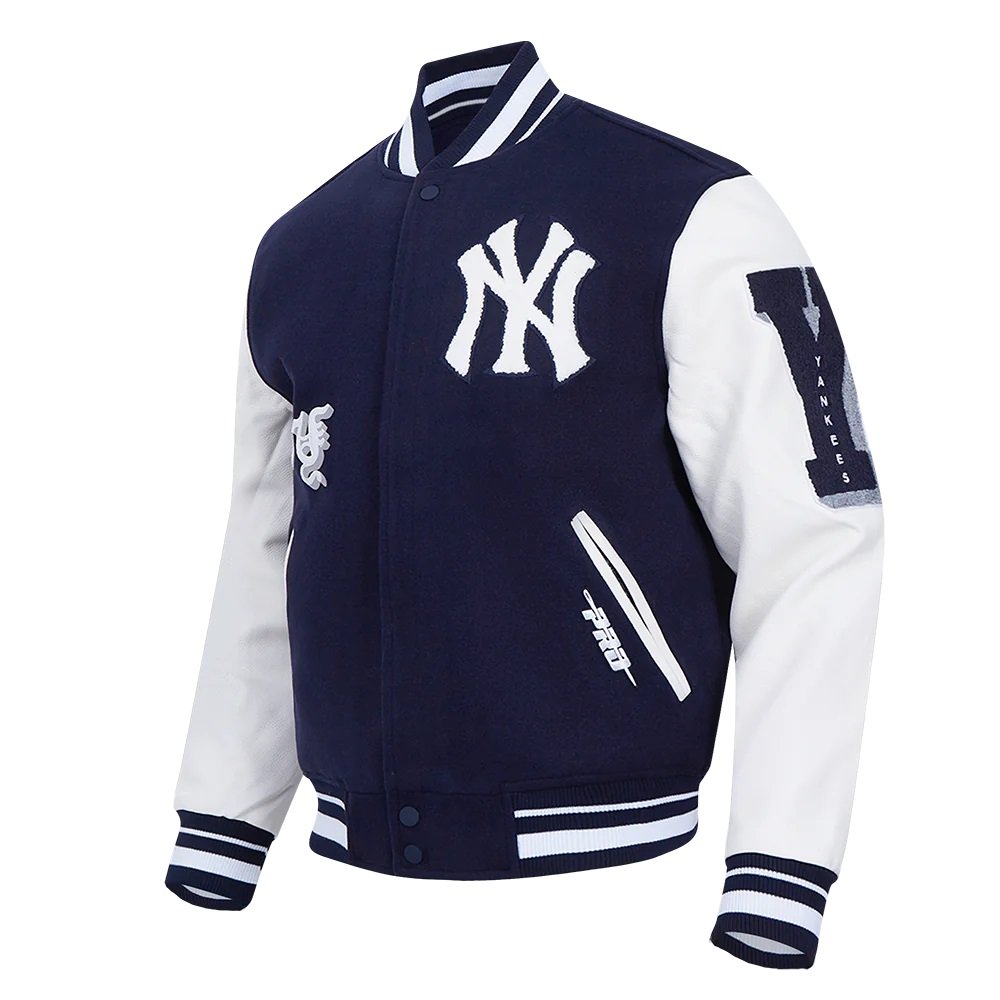 New York Yankees Old English Wool Varsity Jacket - side view