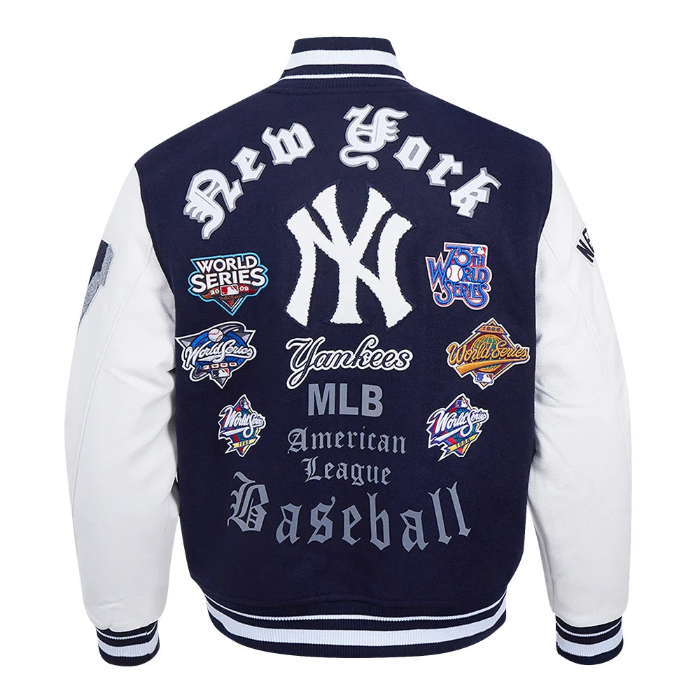New York Yankees Old English Varsity Jacket - back view