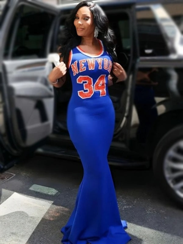 New York Knicks Angela Oakley Blue Dress