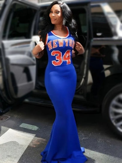 New York Knicks Angela Oakley Blue Dress