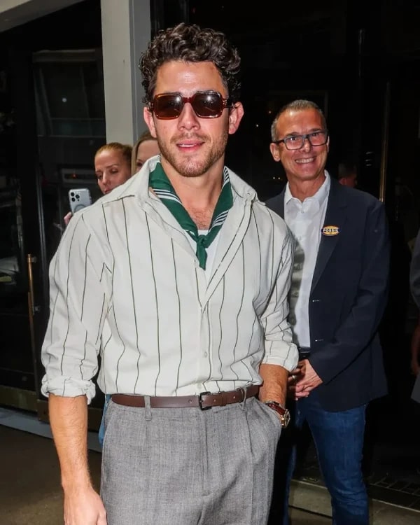 Nick Jonas Fossil Present Fossil Dinner Stripe Shirt Shopotiny