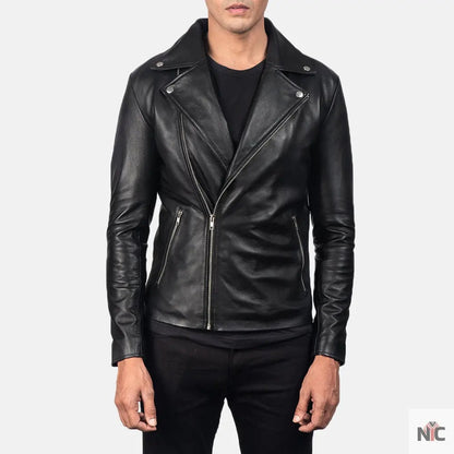 Noah Black Leather Biker Jacket Clanton Jacket