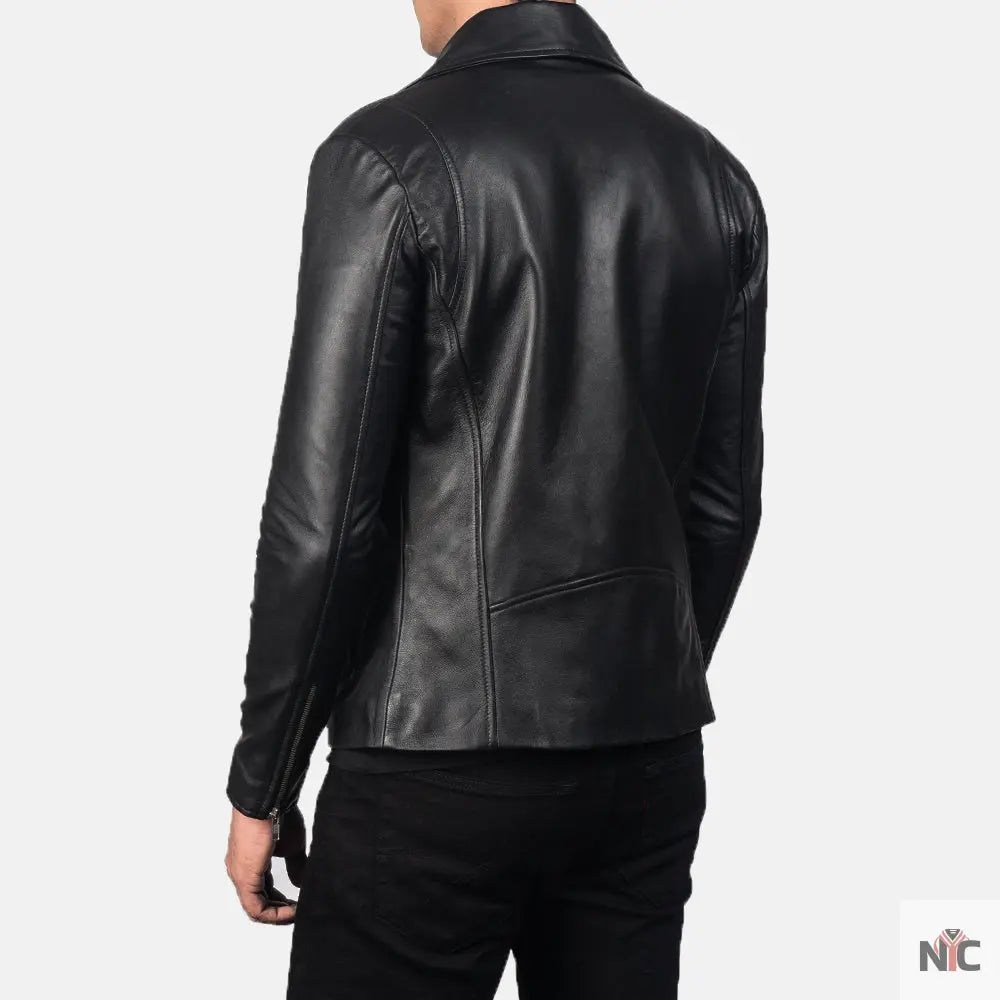 Noah Black Leather Biker Jacket Clanton Jacket