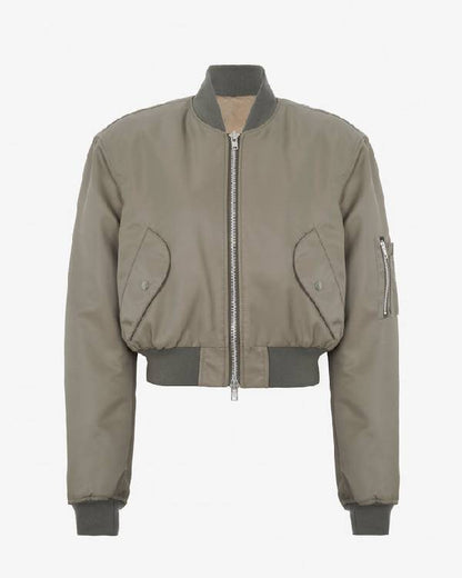 Not Suitable For Work Abby Chilukuri Olive Green Bomber Jacket WorthVee