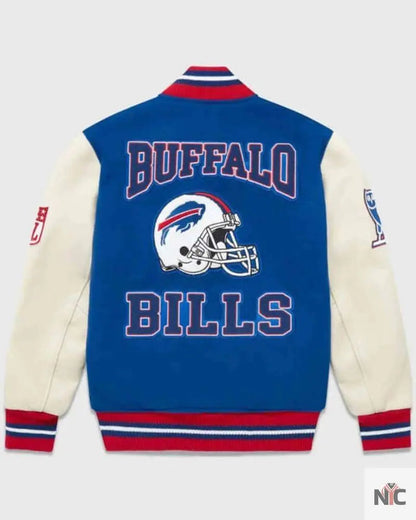 OVO NFL Buffalo Bills Blue And White Varsity Jacket Clanton Jacket