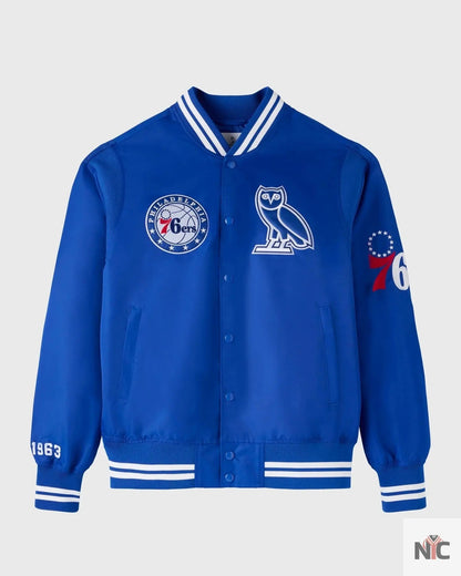 OVO X NBA Philadelphia 76ers Varsity Jacket Clanton Jacket