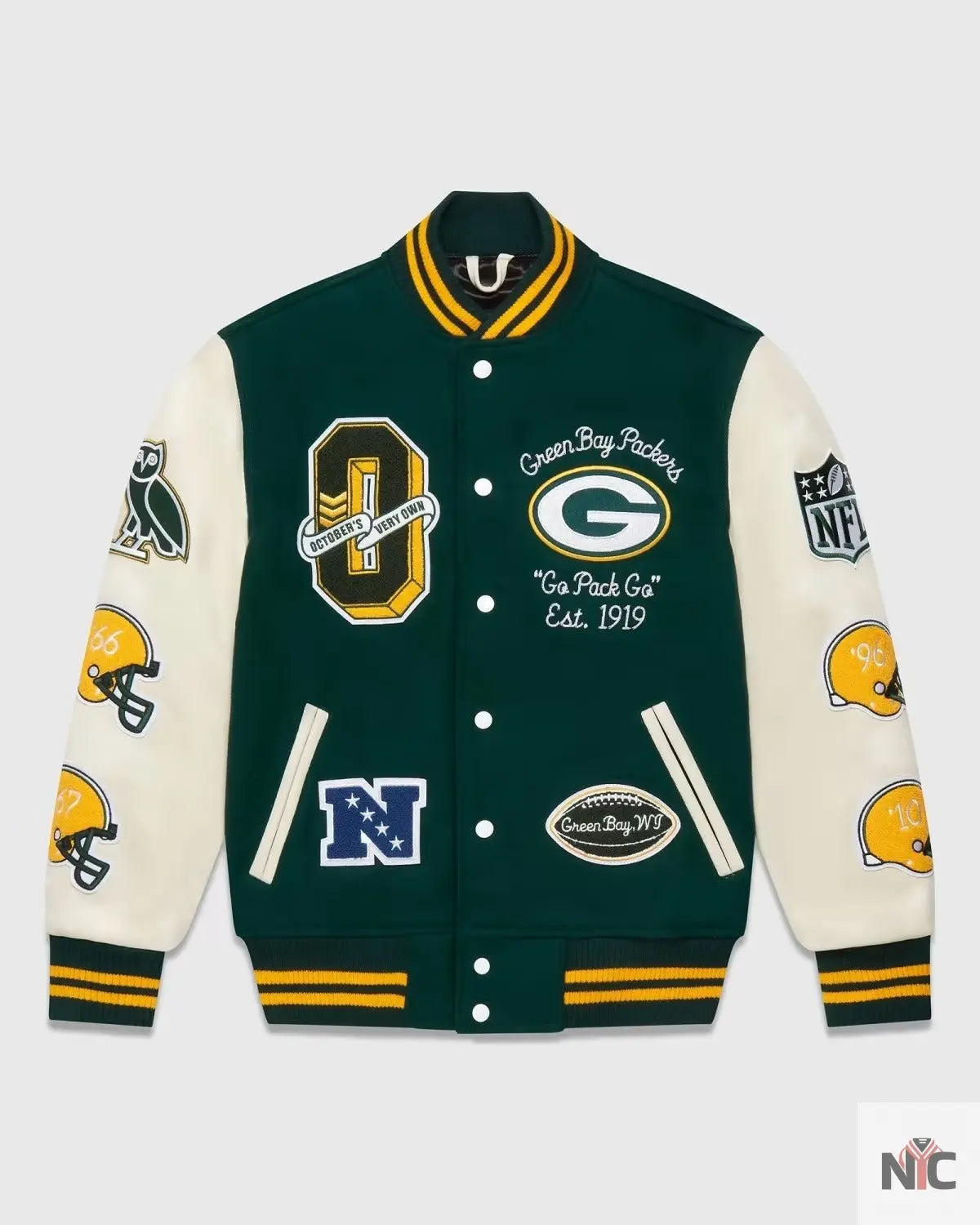 OVO X NFL Green Bay Packers Varsity Jacket Clanton Jacket