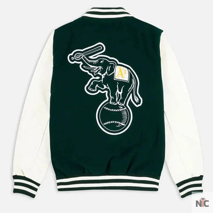 Oakland Athletics Green and White Varsity Jacket Clanton Jacket