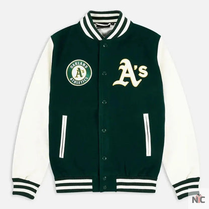 Oakland Athletics Green and White Varsity Jacket Clanton Jacket