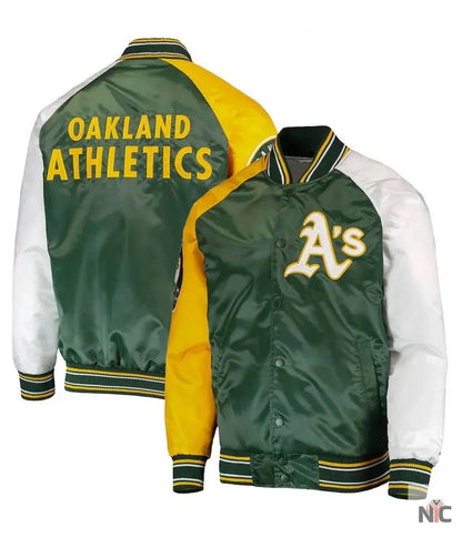 Oakland Athletics Reliever Satin Varsity Jacket Clanton Jacket
