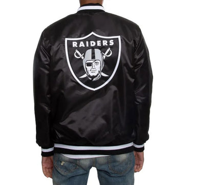 Oakland Raiders Satin Black and White Jacket