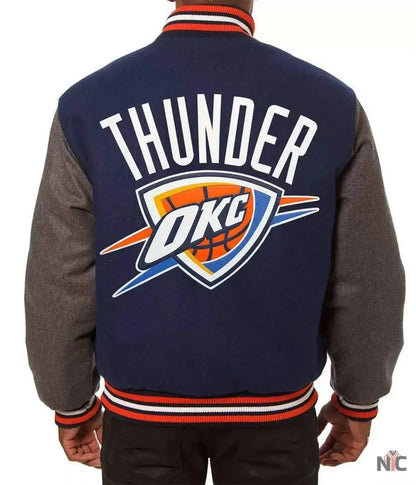 Oklahoma City Thunder Varsity Two Tone Jacket Clanton Jacket