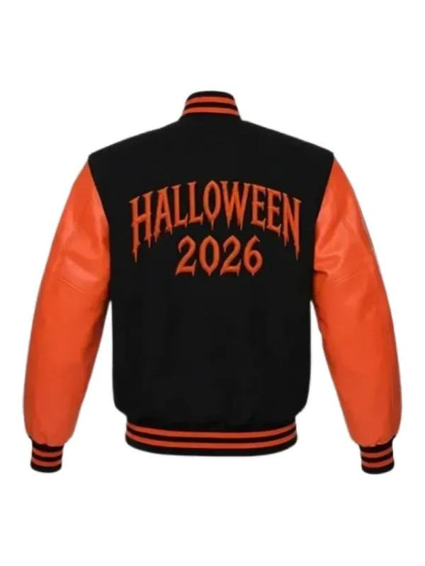 Halloween 2026 Spooky Black/Orange Varsity Jacket