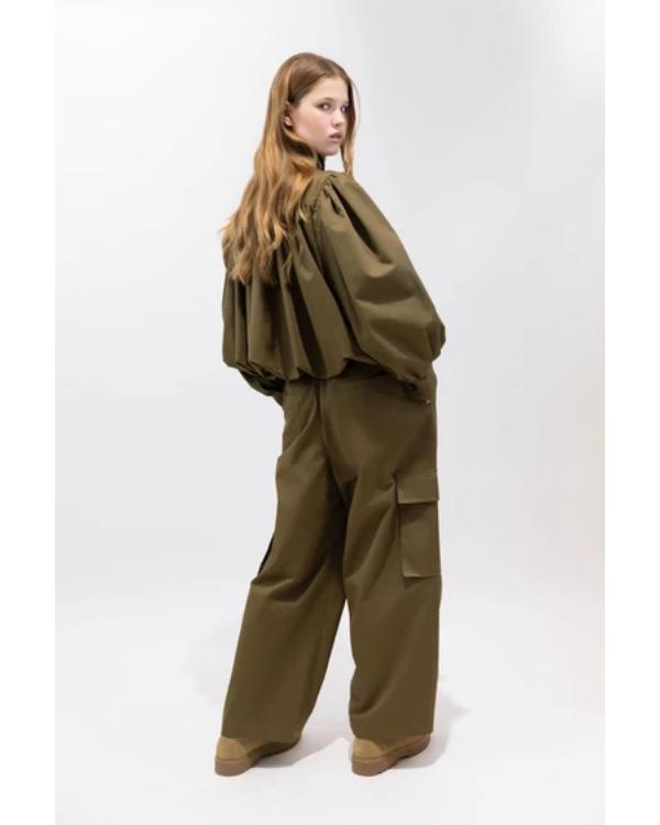 Liliana Campos Passadeira Vermelha 2026 Green Balloon Sleeve Bomber Jacket - back view