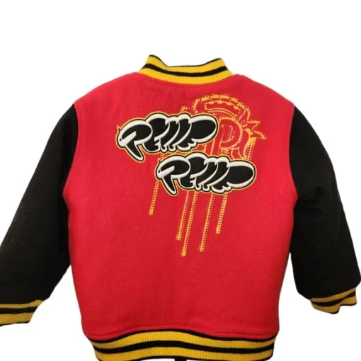 Pelle Pelle Red and Black Varsity Jacket - back view