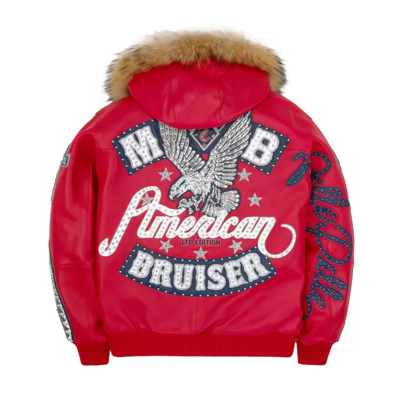 Pelle Pelle American Bruiser Red Hooded Jacket - back view