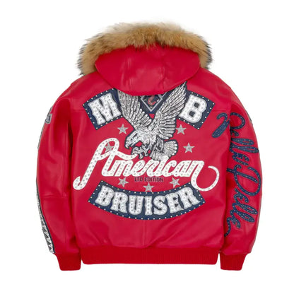 Pelle Pelle American Bruiser Red Hooded Jacket - back view